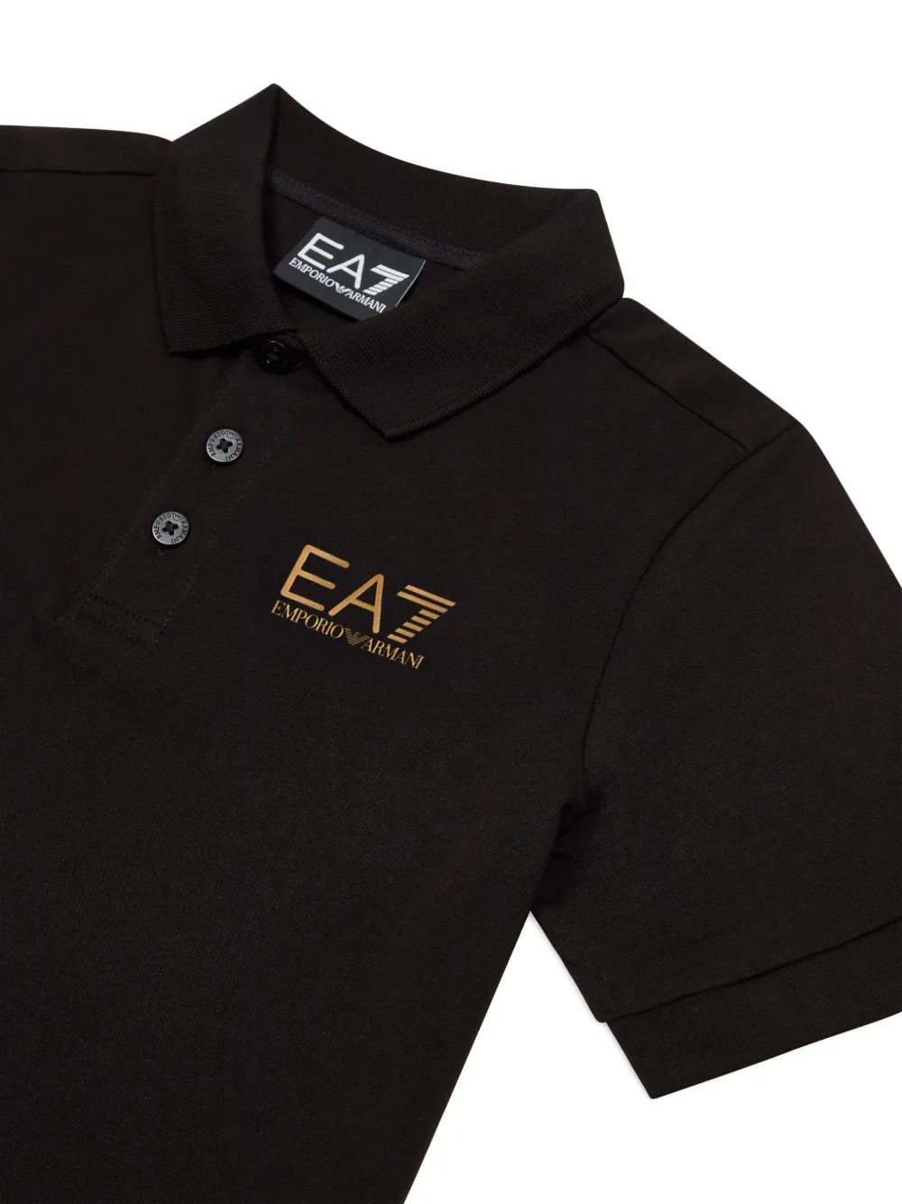 Emporio Armani Kids embroidered-logo polo shirt Zwart