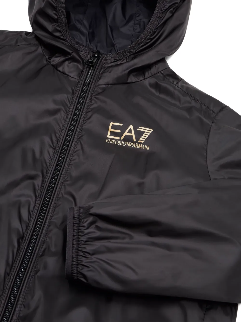 Emporio Armani Kids logo-print hooded jacket Zwart