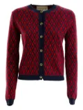 Valentino Garavani chevron-pattern ruffled cardigan - Blue