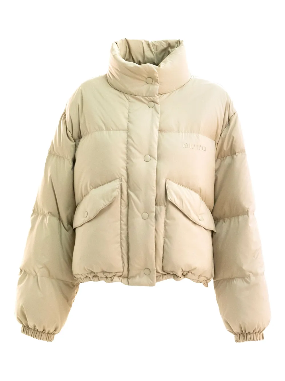 Miu quilted high-neck jacket Beige