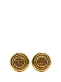 CHANEL Pre-Owned 1970-1980 Gold Plated CC Button Clip on Earrings costume earrings