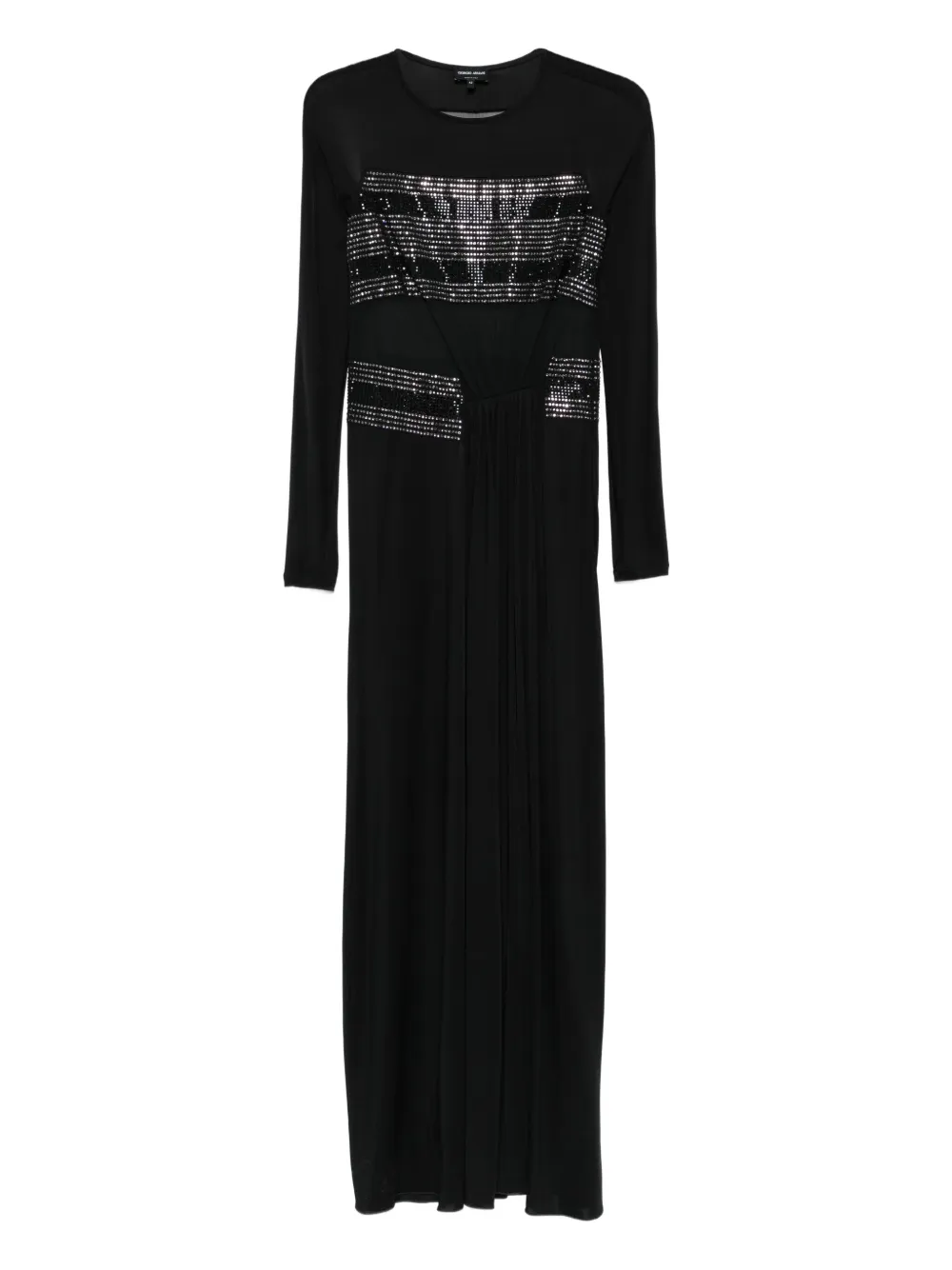 Giorgio Armani Verfraaide midi-jurk met mesh vlak Zwart