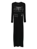 Giorgio Armani embellished mesh-panel midi dress - Black