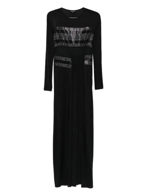 Giorgio Armani embellished mesh-panel midi dress