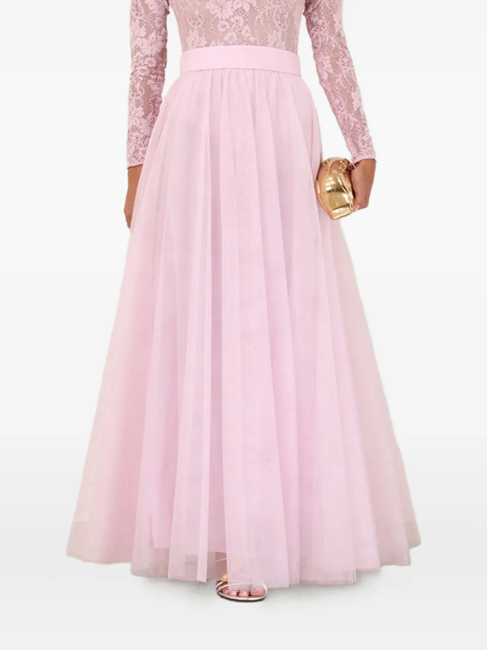 ZIMMERMANN tulle pleated maxi skirt Roze