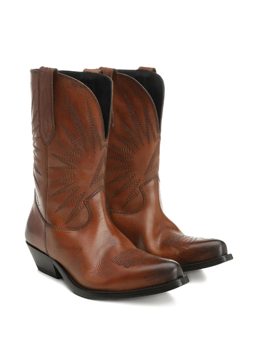 Golden Goose star-embroidered leather boots Brown