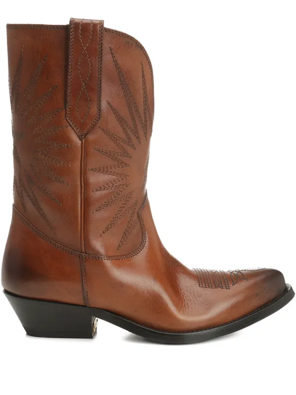 Golden Goose Star-embroidered Leather Boots in Brown