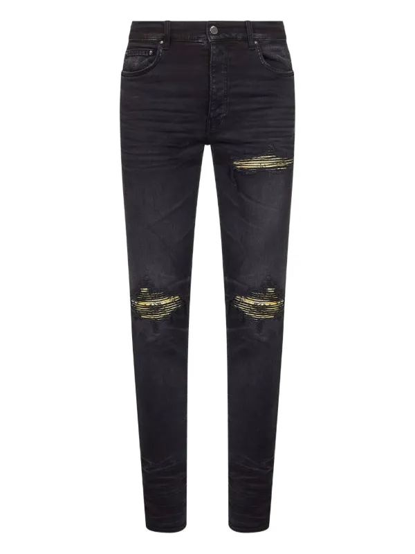 パンツ AMIRI Distressed Bandana Slim-Fit Jeans AMIRI Distressed bandana-detail Jeans | Black | FARFETCH