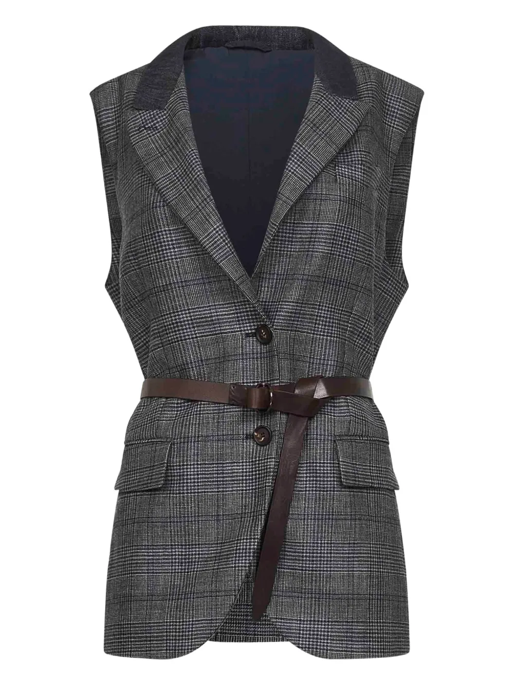 Brunello Cucinelli Check-pattern Belted Waistcoat
