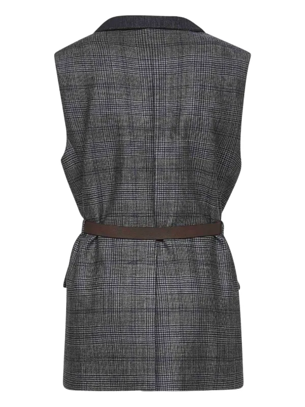 BRUNELLO CUCINELLI ウールチェックベスト Brunello Cucinelli チェック ベスト | グレー | FARFETCH JP