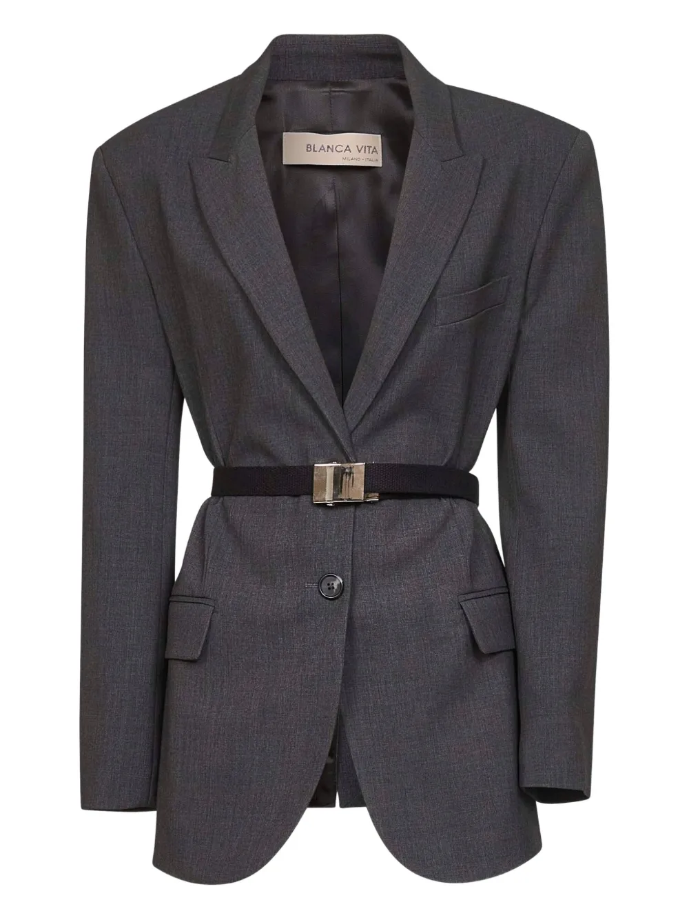 Blanca Vita peak-lapel belted blazer Grijs