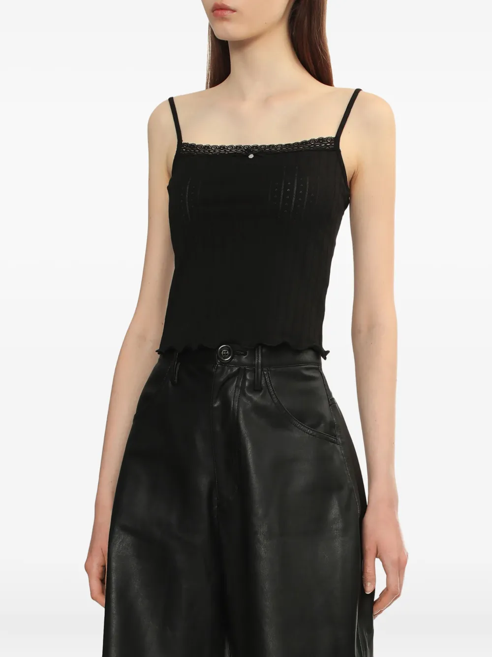 BAPY BY *A BATHING APE Geribbelde top met kanten afwerking Zwart