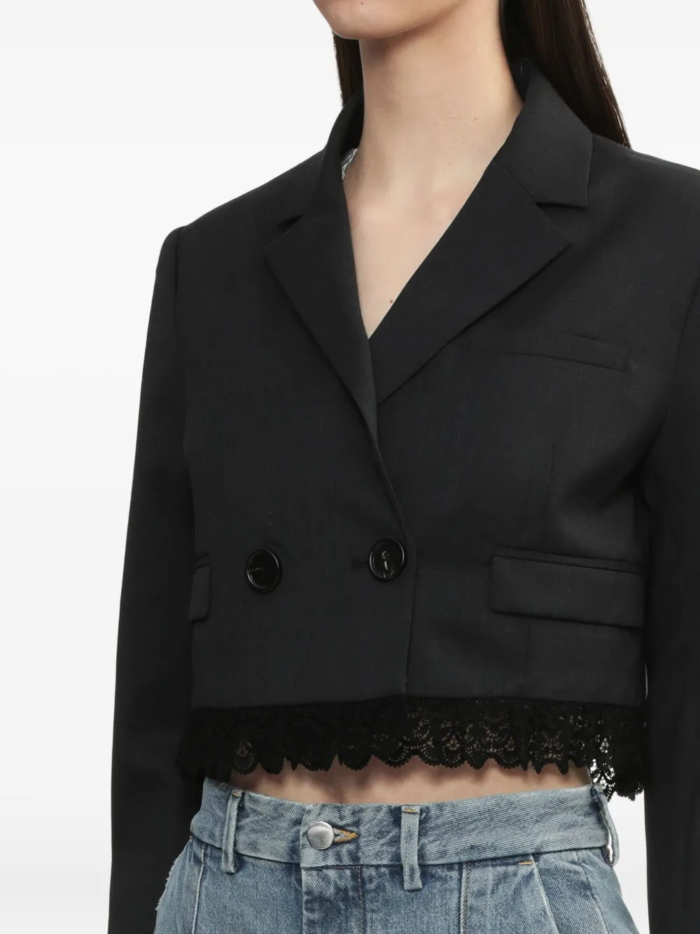 BAPY BY *A BATHING APE Cropped jack met kanten afwerking Zwart