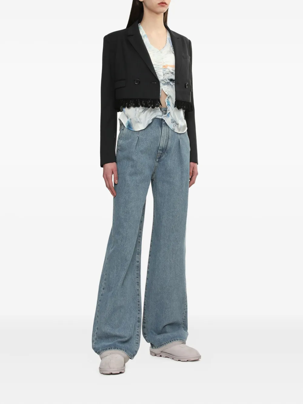 BAPY BY *A BATHING APE Cropped jack met kanten afwerking Zwart