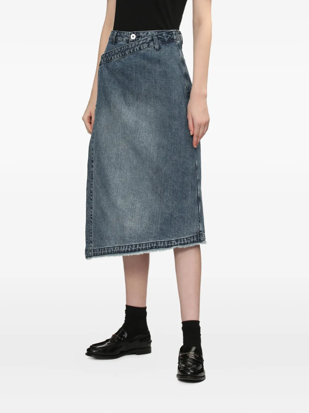 Bapy By *a Bathing Ape® Asymmetrical Wrap Denim Midi Skirt In Blue