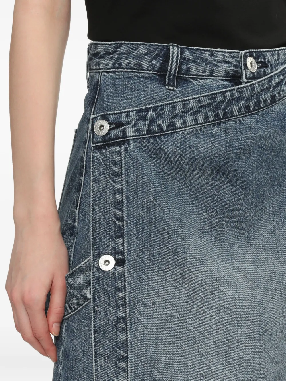 Bapy By *a Bathing Ape® Asymmetrical Wrap Denim Midi Skirt In Blue