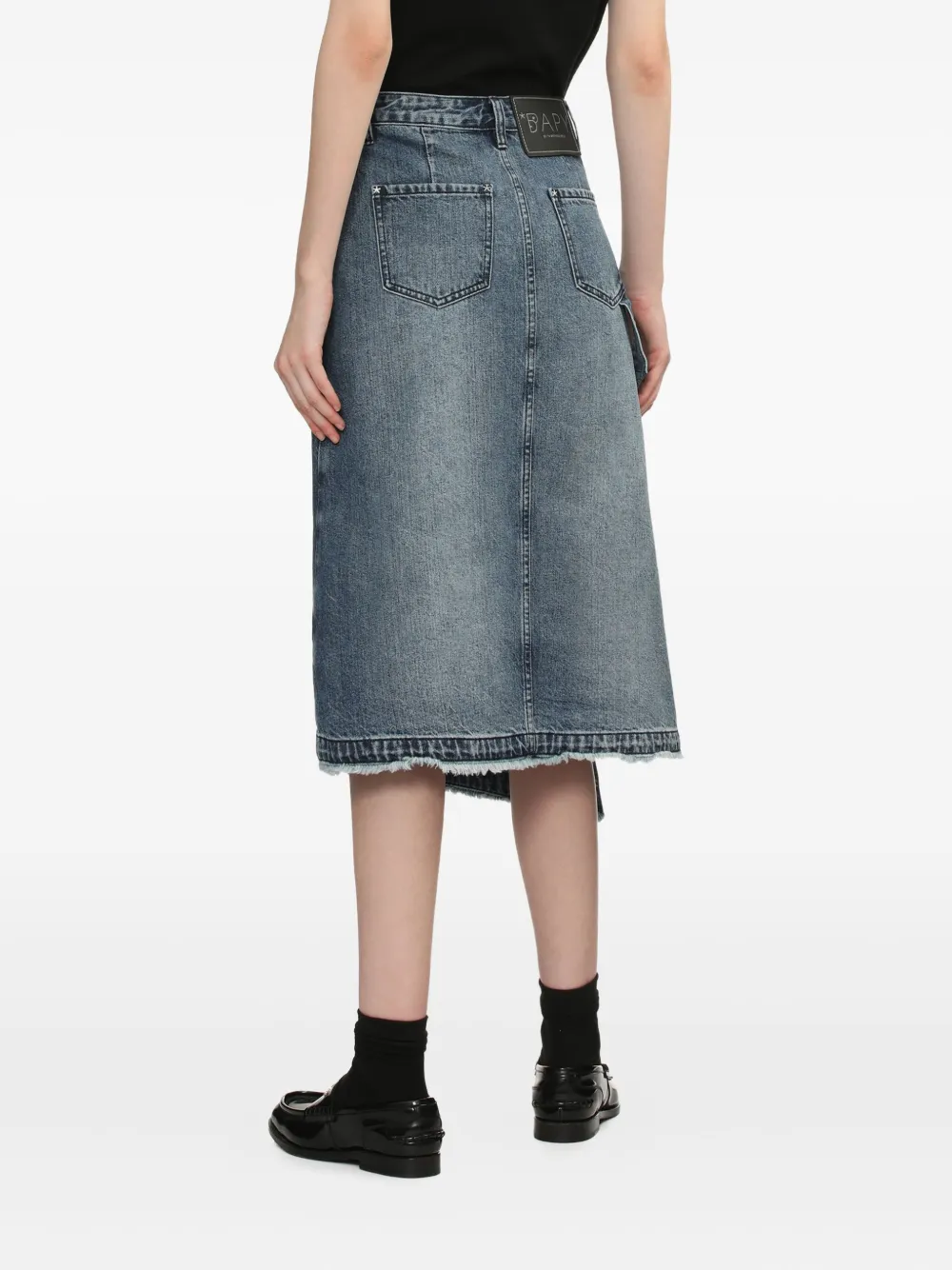 Bapy By *a Bathing Ape® Asymmetrical Wrap Denim Midi Skirt In Blue
