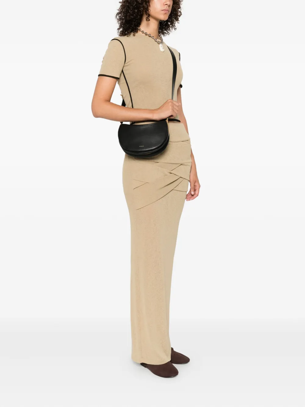Wandler Kate crescent-shaped leather shoulder bag Zwart