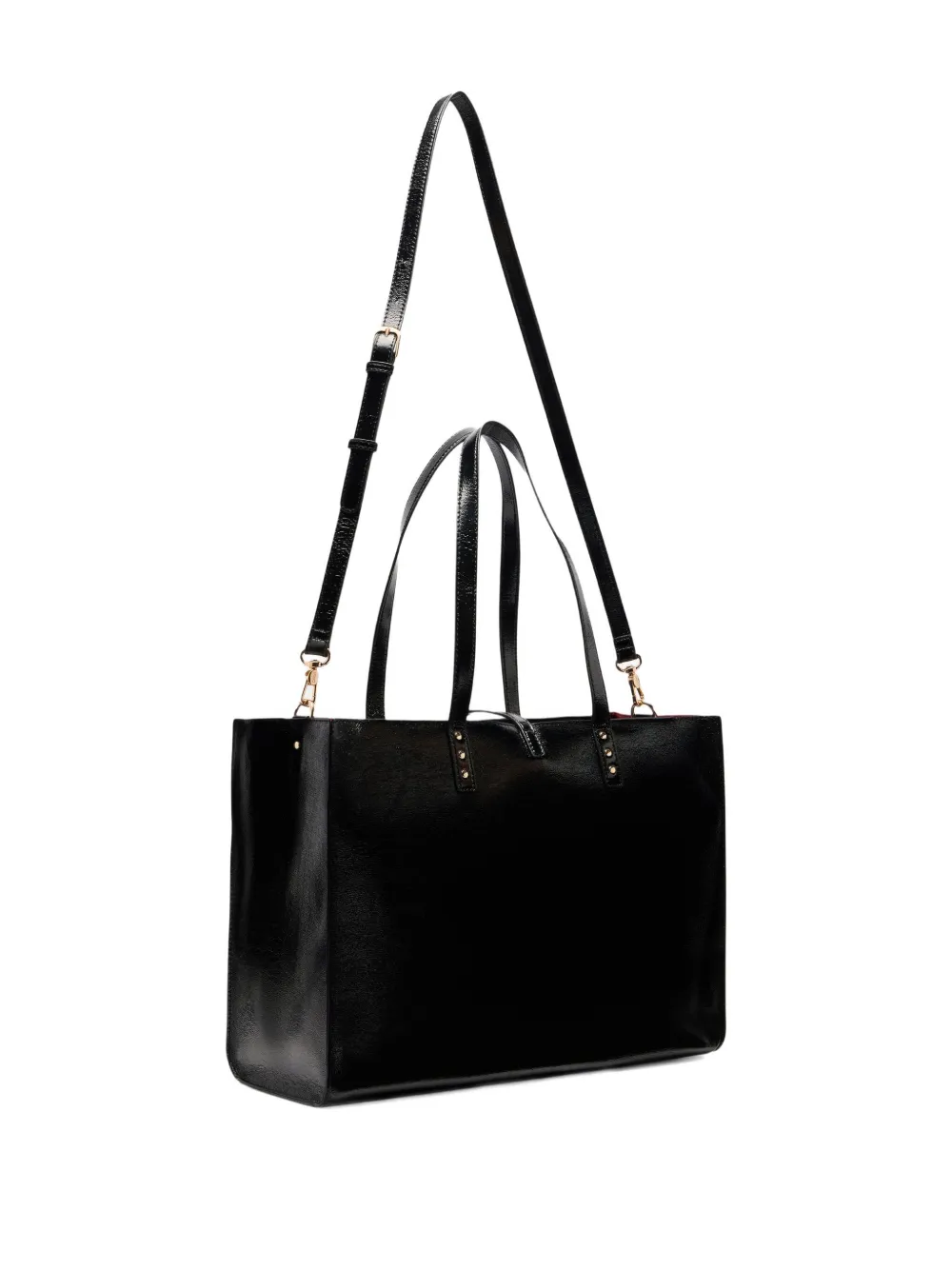 Liu •jo Large Glossy Tote Bag In Black