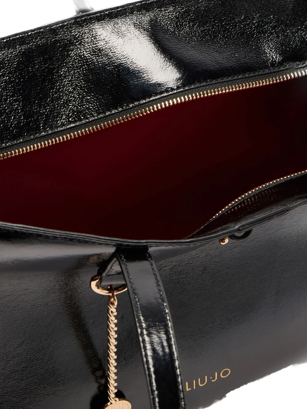 Liu •jo Large Glossy Tote Bag In Black