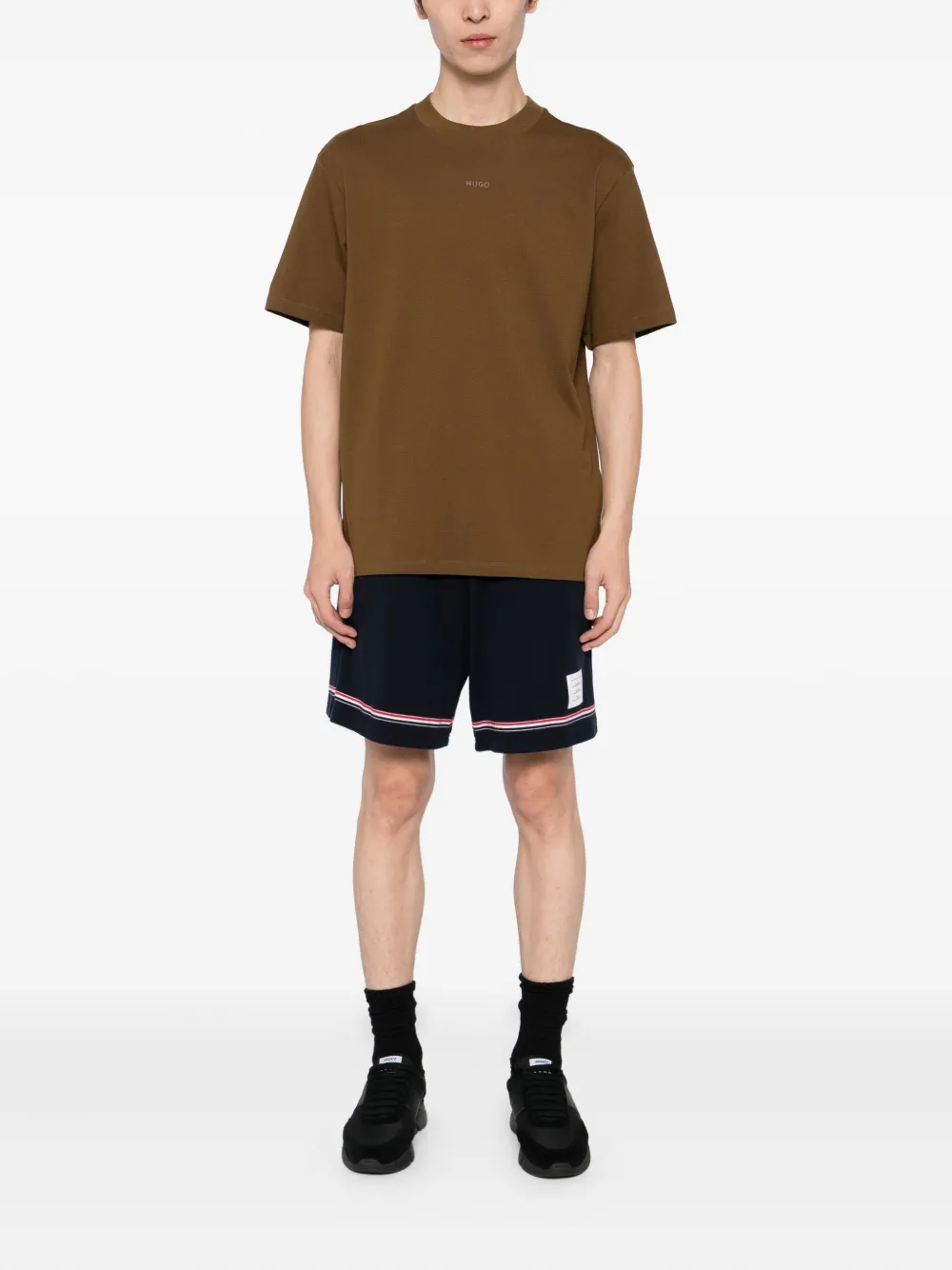 HUGO T-shirt met ronde hals - Bruin