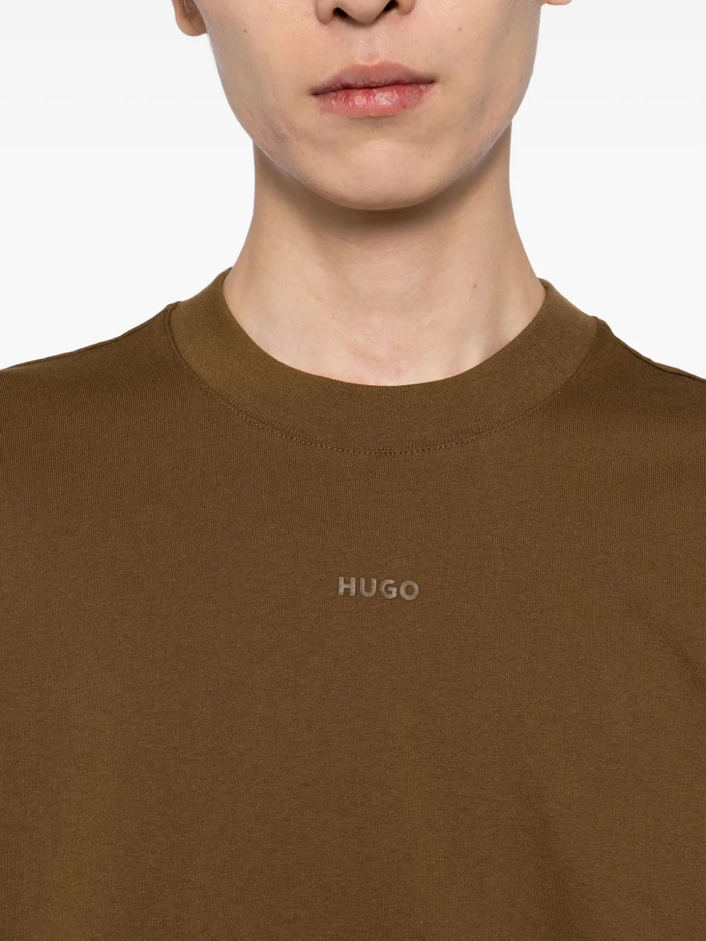 HUGO T-shirt met ronde hals Bruin