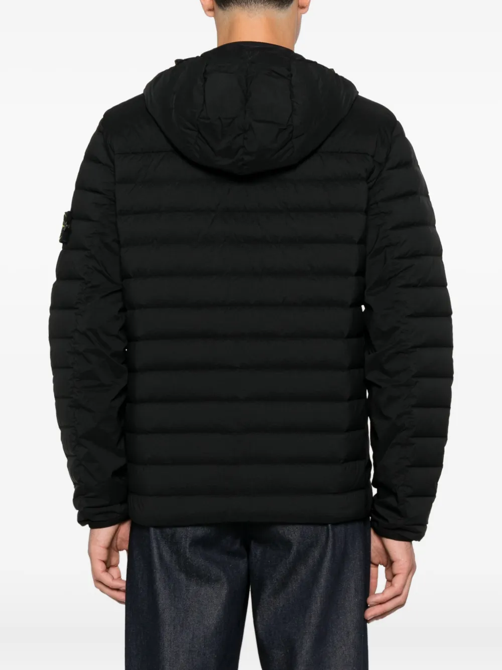 Stone Island 4100020 gewatteerd jack met capuchon Zwart