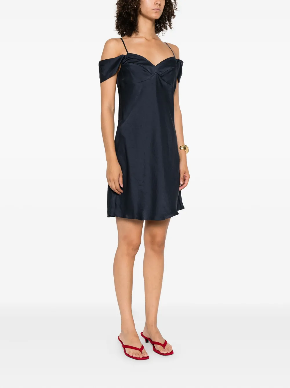 Theory Off-shoulder midi-jurk Blauw