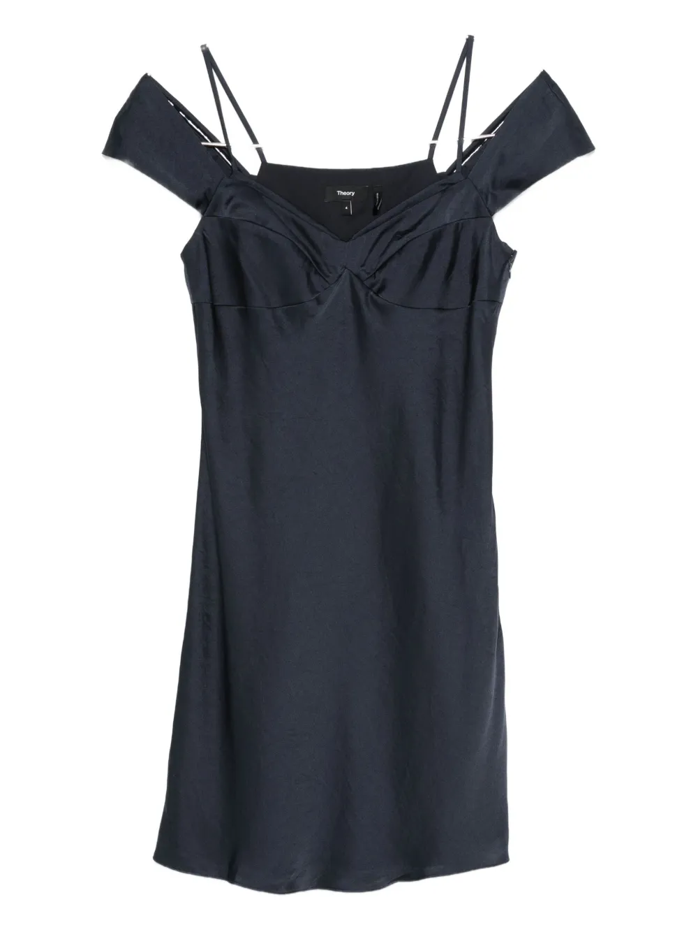 Theory off-shoulder draped mini dress - ブルー Theory off-shoulder draped mini dress - ブルー