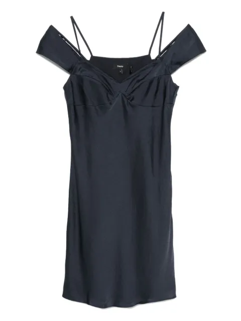 Theory off-shoulder draped mini dress