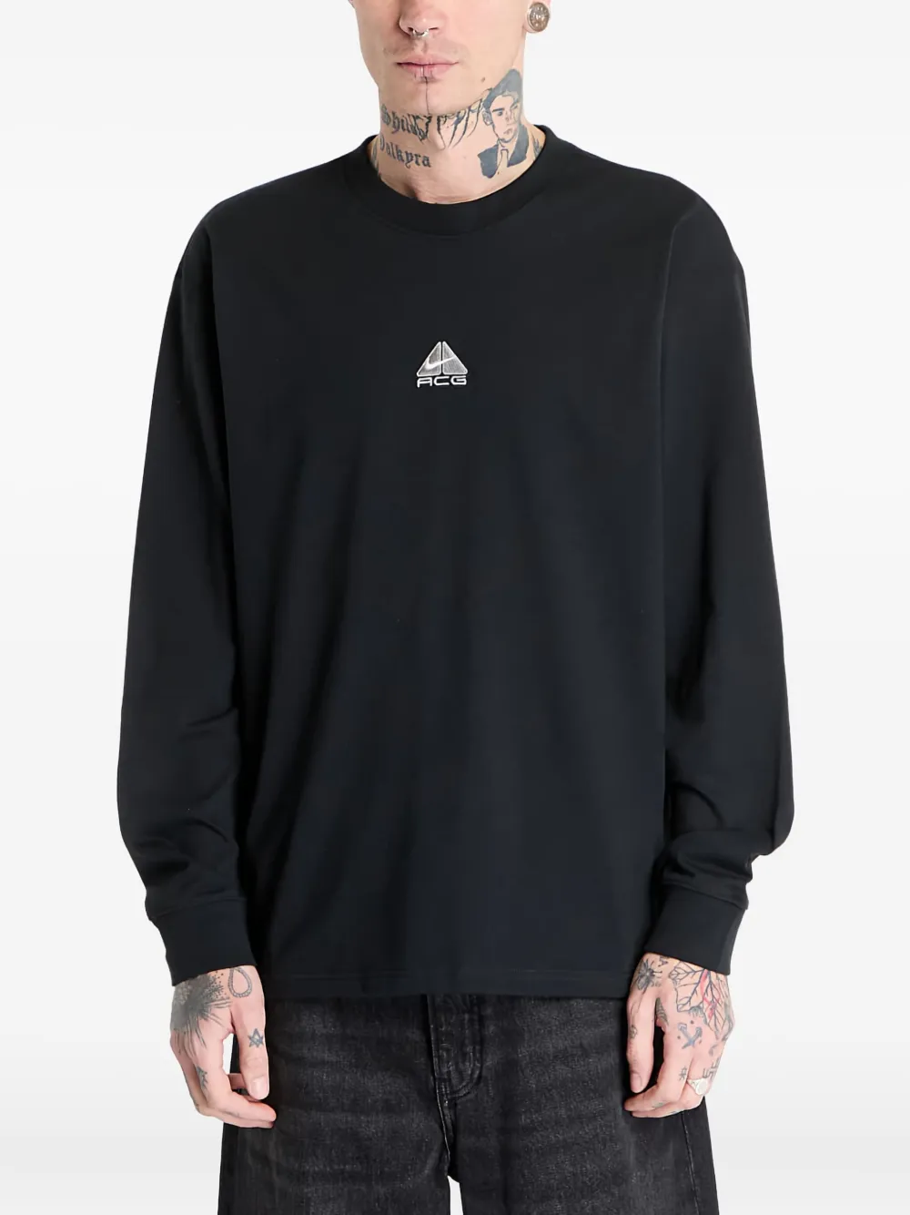 Nike logo-detail long-sleeve T-shirt Zwart