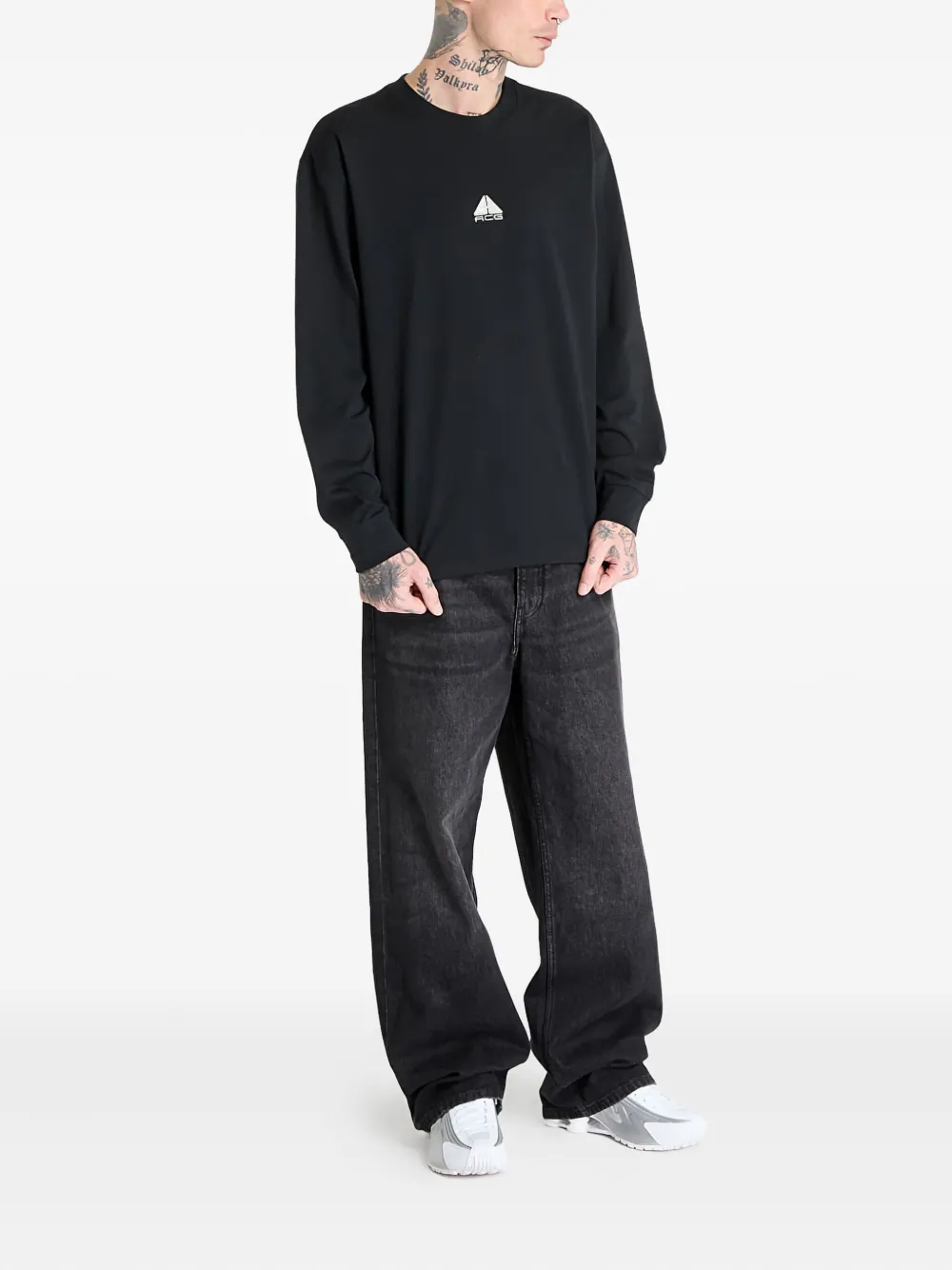 Nike logo-detail long-sleeve T-shirt Zwart