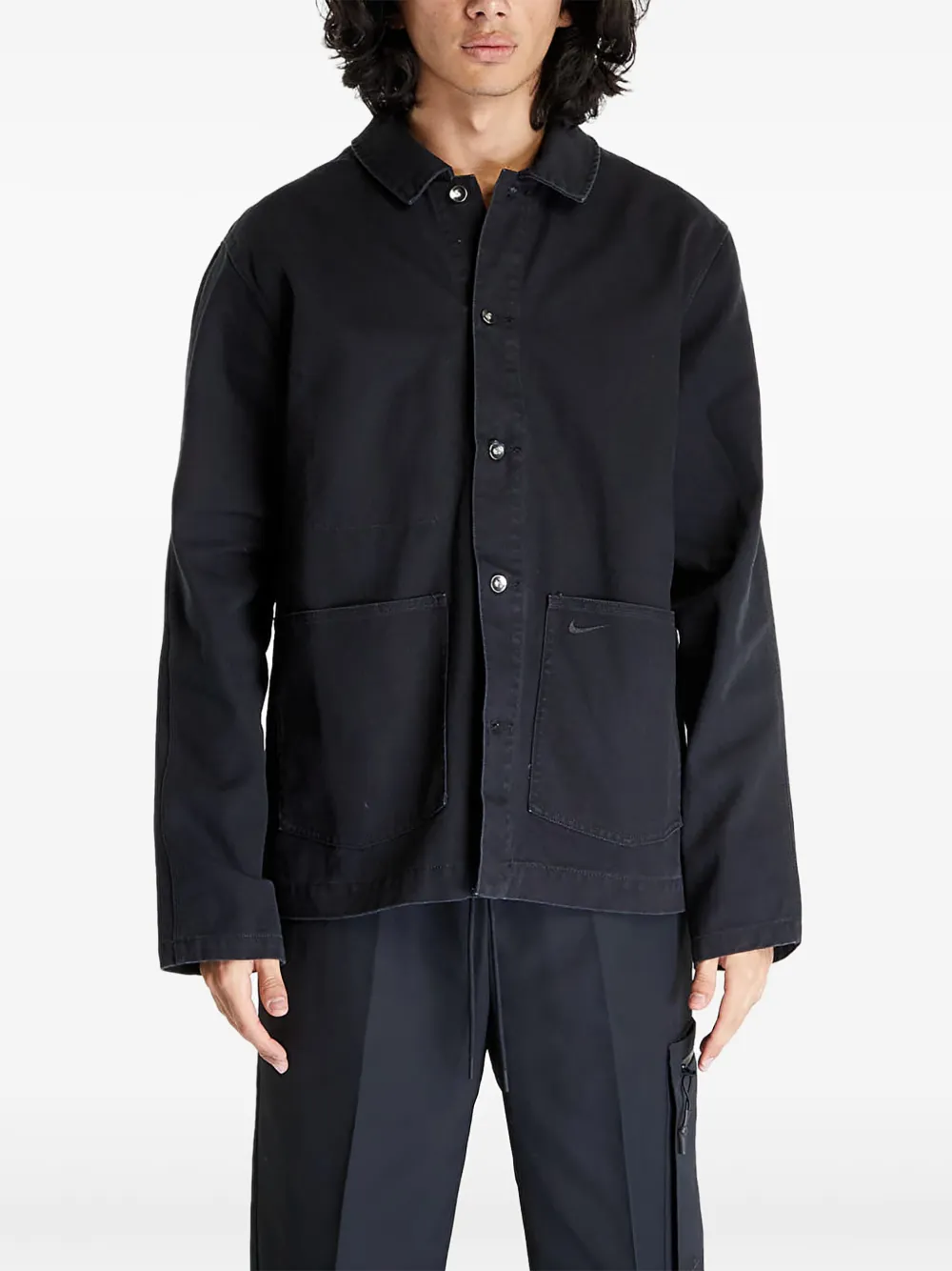 Nike button-fastening patch-pocket jacket Zwart