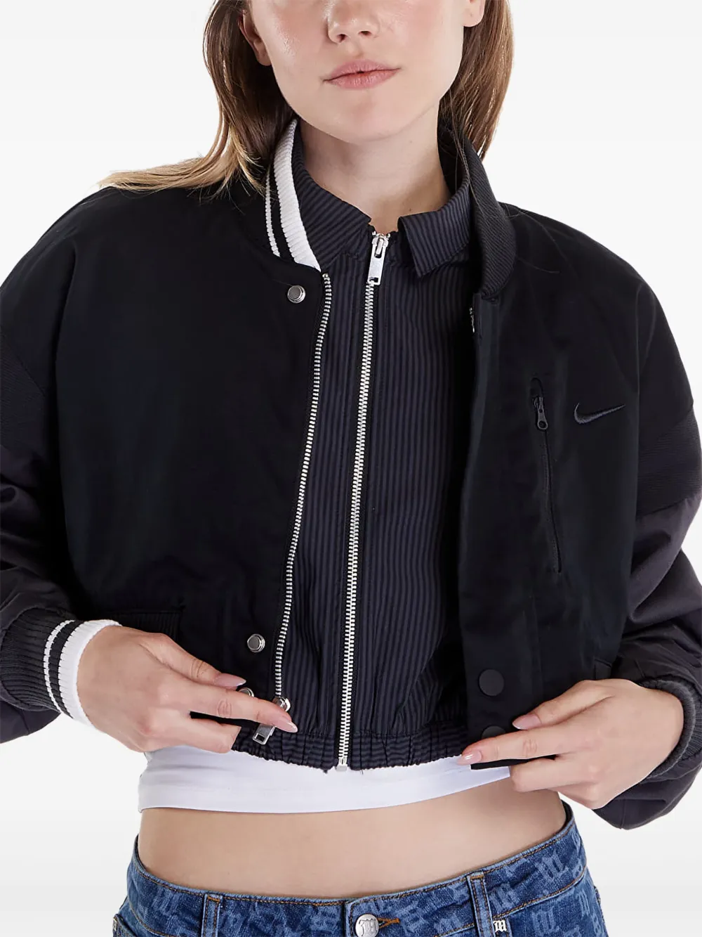 Nike zip-up bomber jacket Zwart