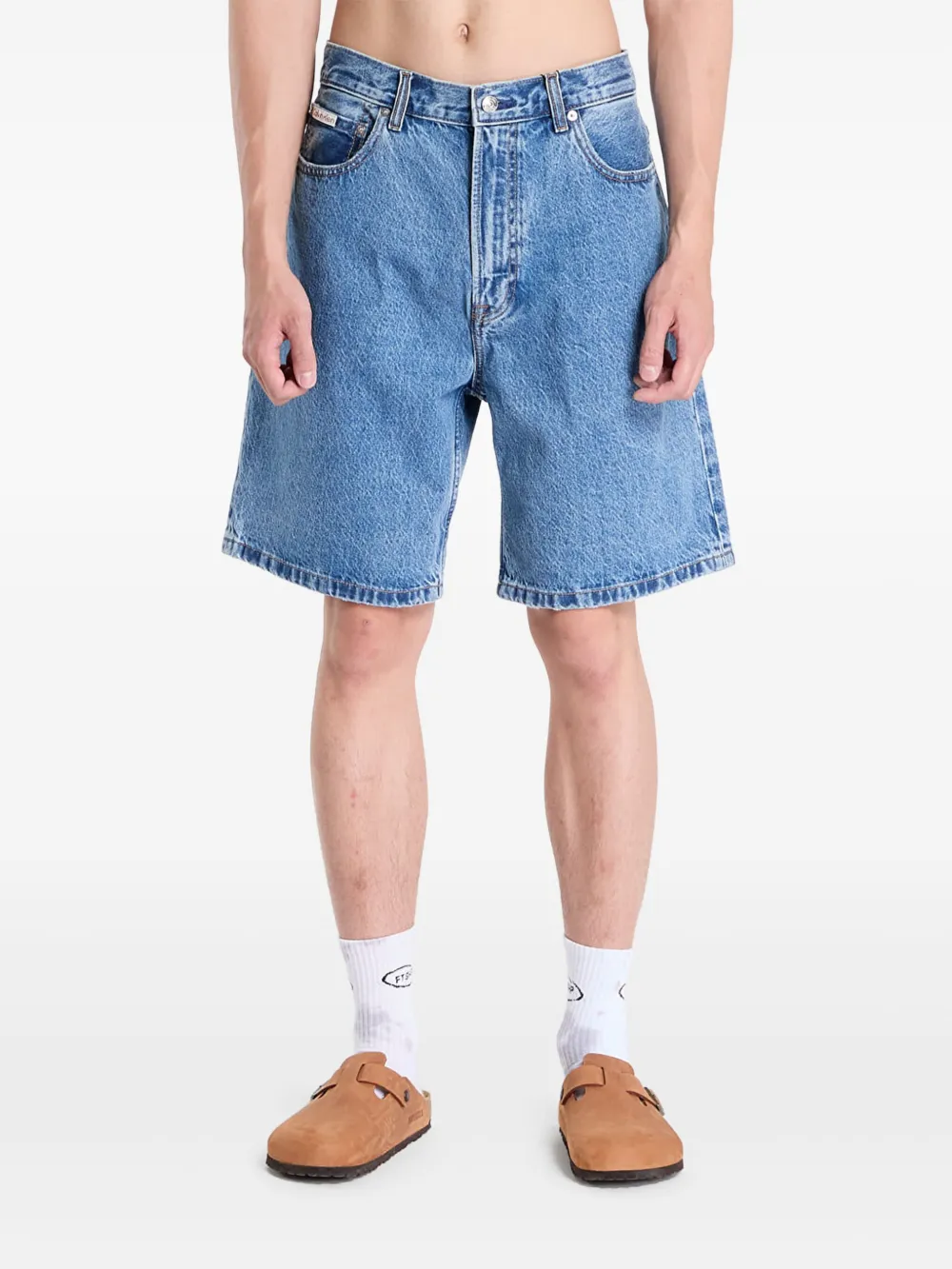 Calvin Klein stonewash denim shorts Blauw