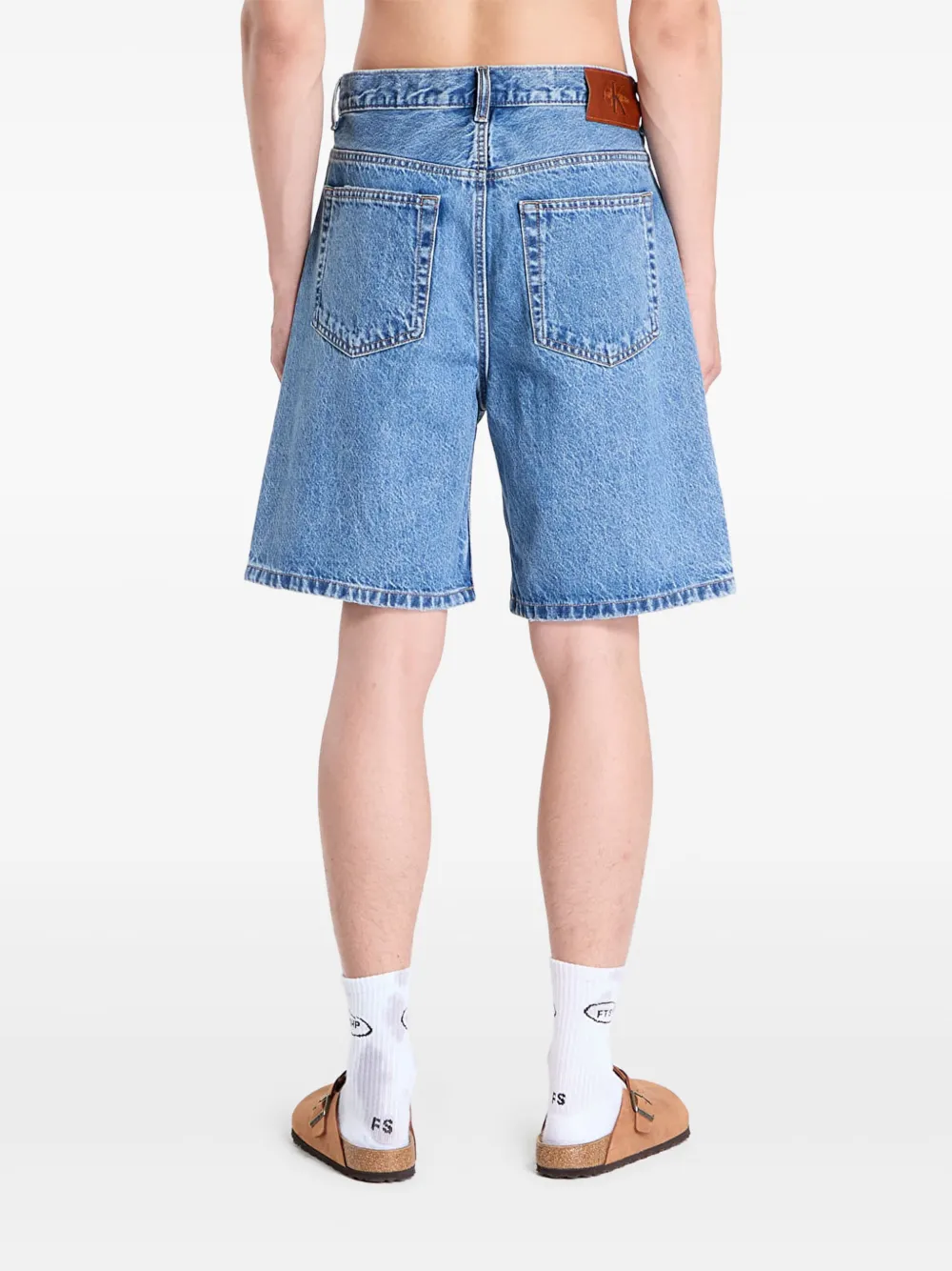 Calvin Klein stonewash denim shorts Blauw