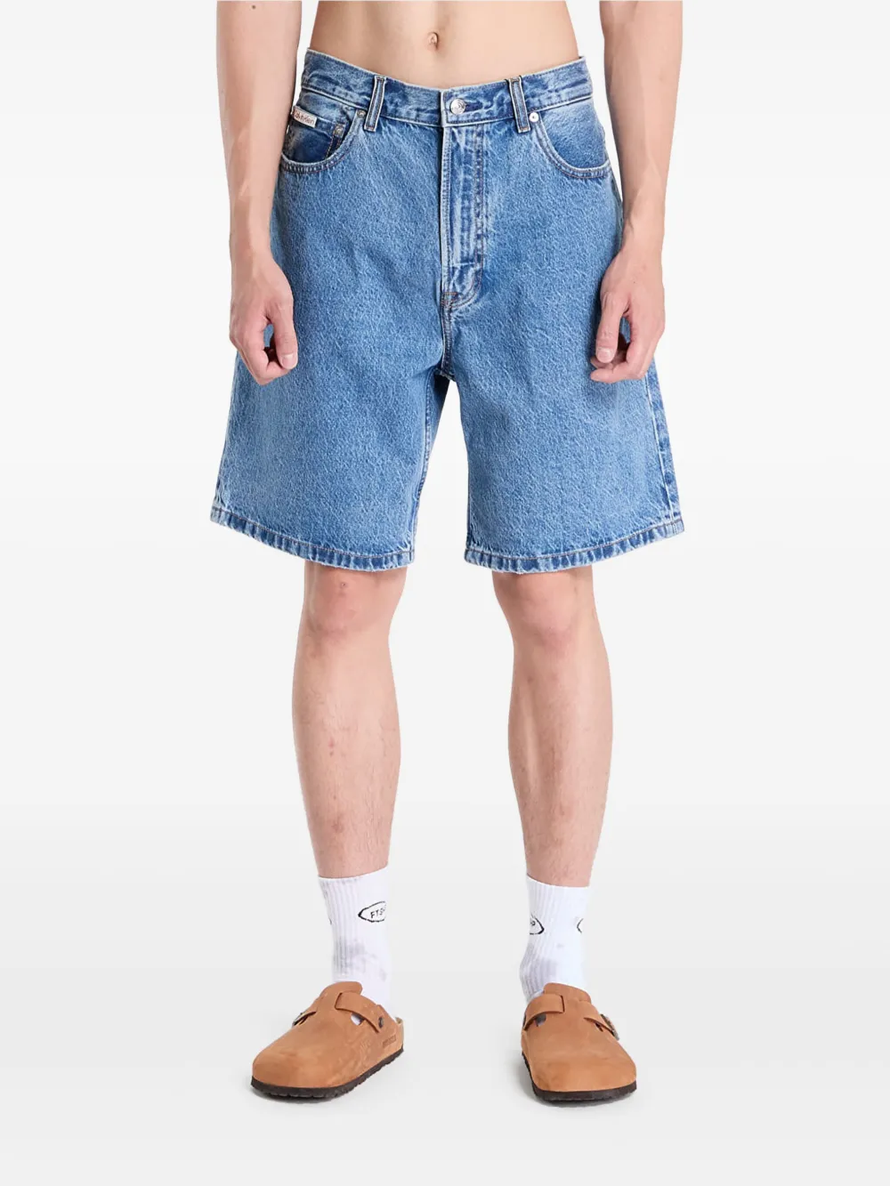 Calvin Klein stonewash denim shorts Blauw
