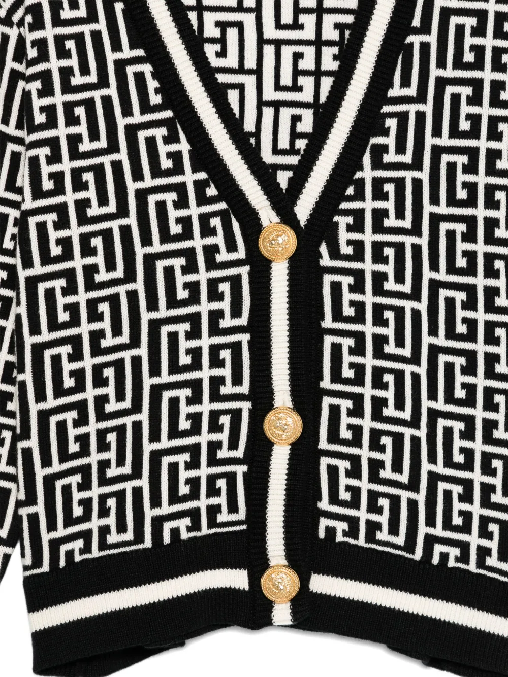 Balmain Kids geometric-pattern button cardigan Zwart