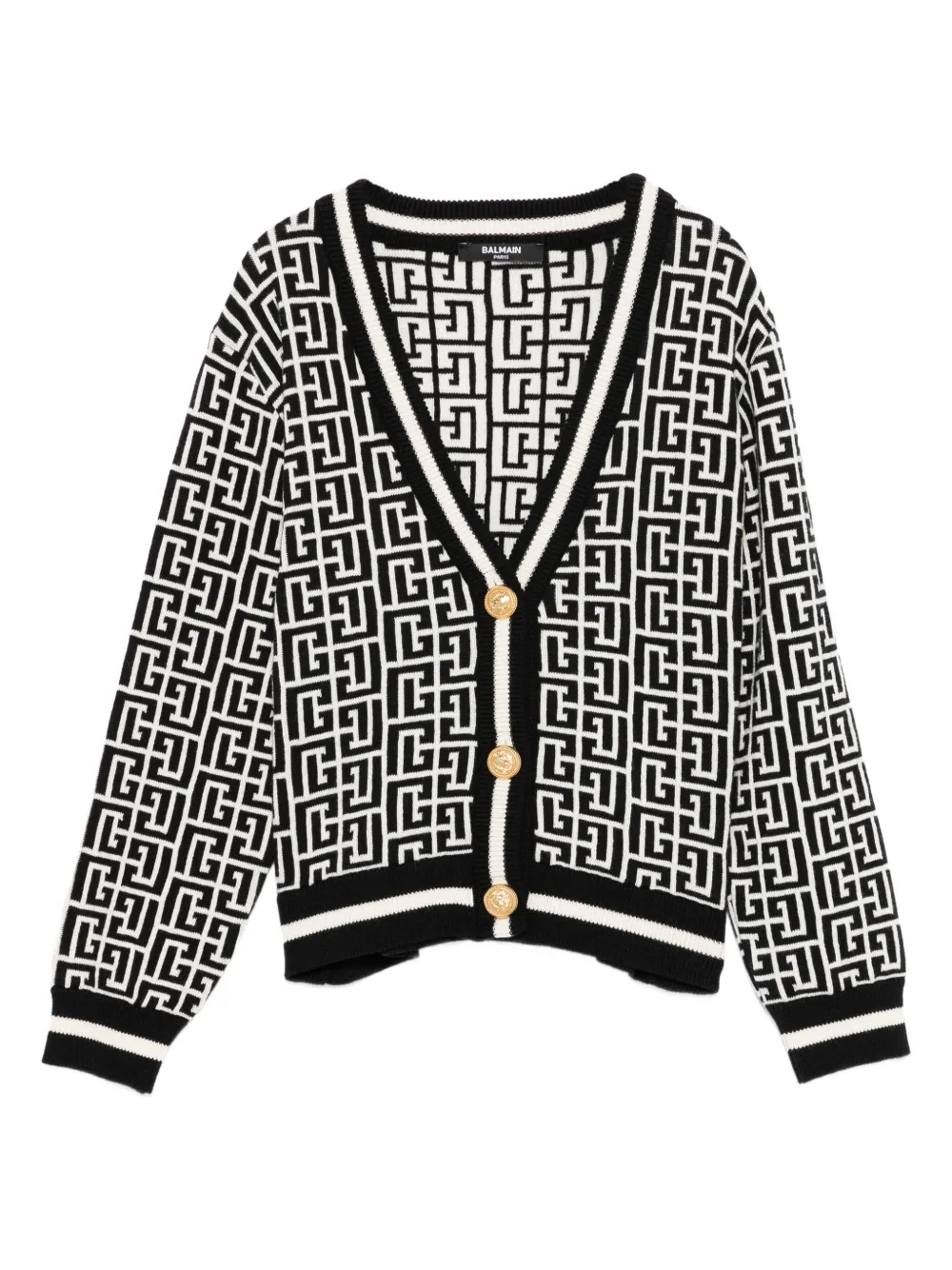 Balmain Kids geometric-pattern button cardigan Zwart