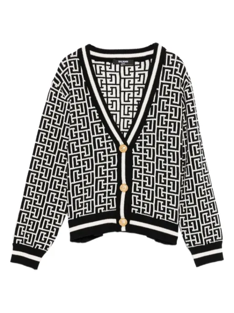 Balmain Kids geometric-pattern button cardigan
