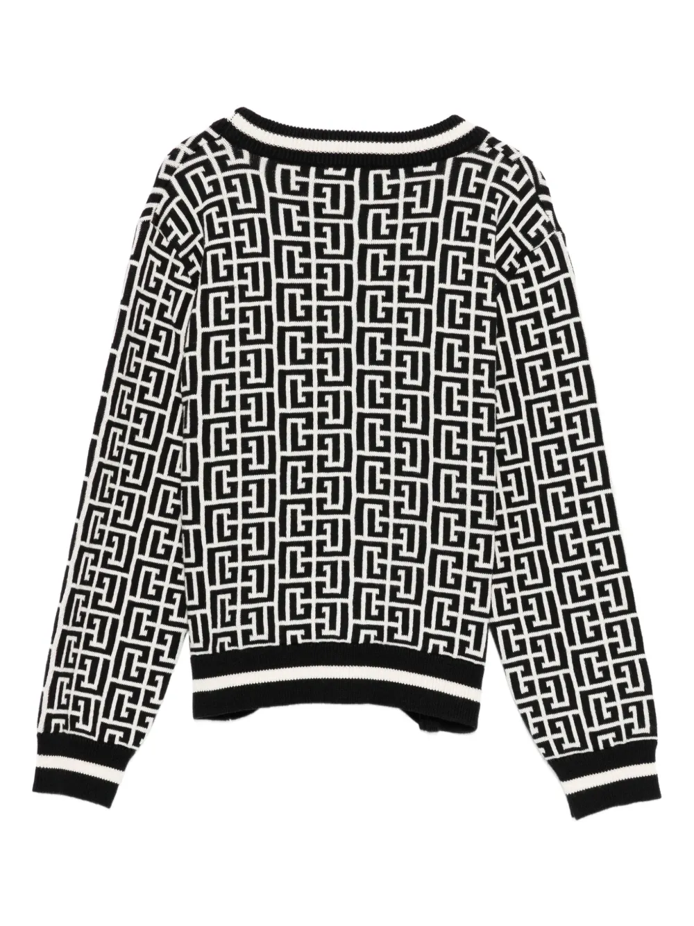 Balmain Kids geometric-pattern button cardigan Zwart