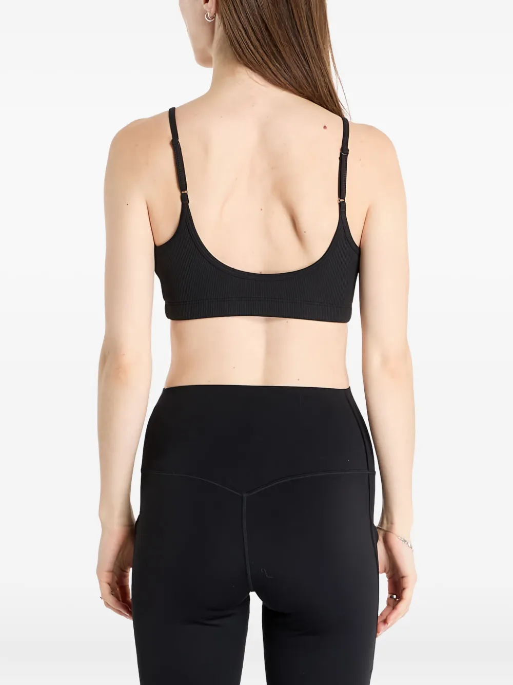 Nike ribbed scoop-neck sports bra Zwart
