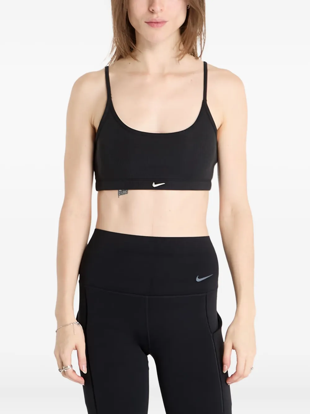 Nike ribbed scoop-neck sports bra Zwart
