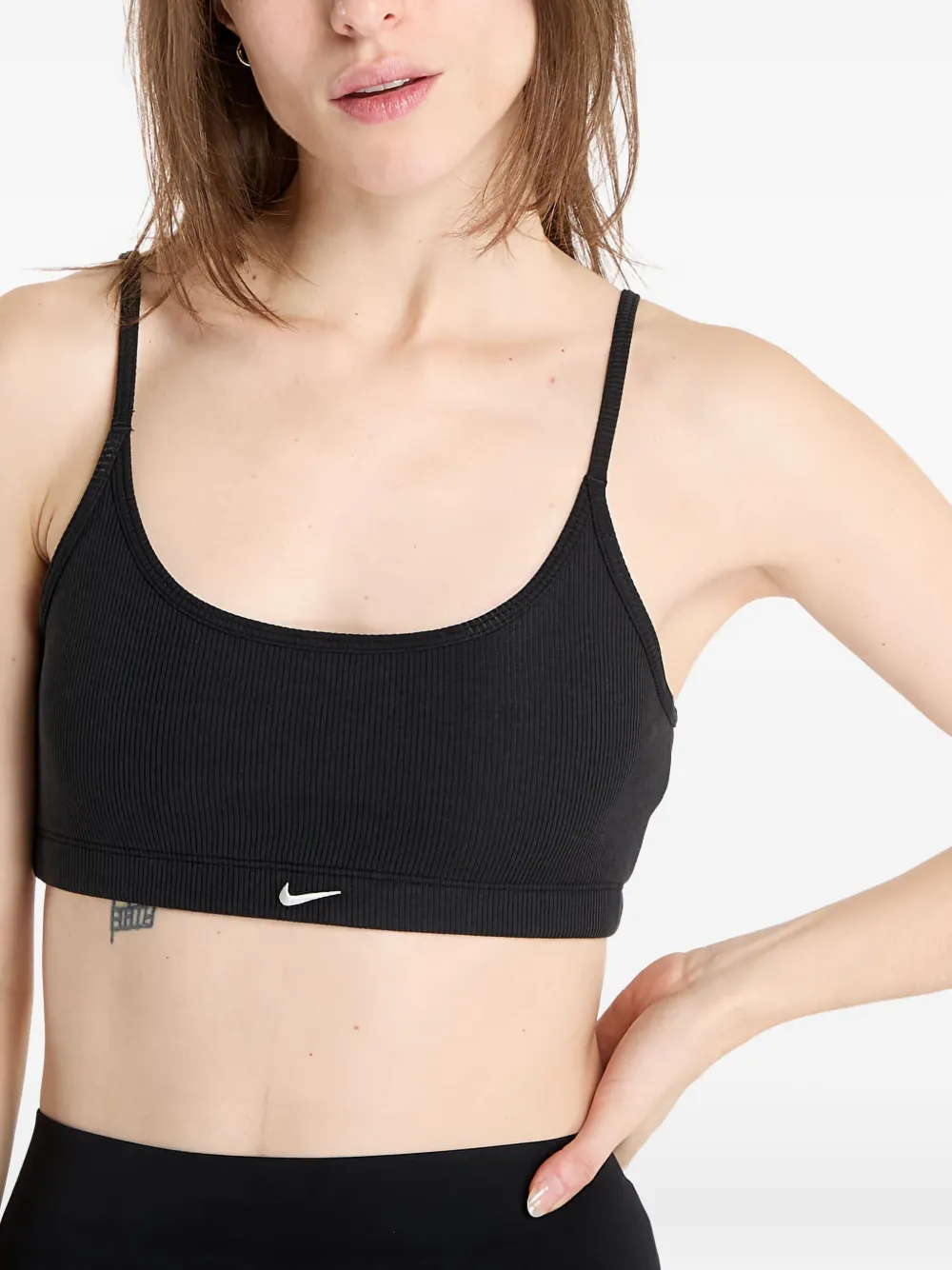Nike ribbed scoop-neck sports bra Zwart