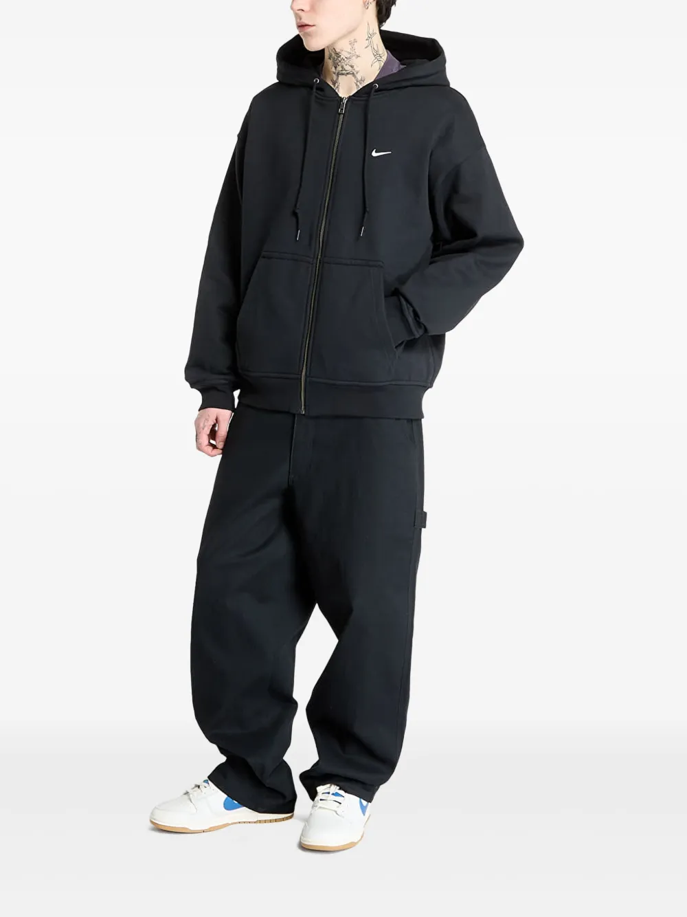Nike Hoodie met Swoosh-logo en rits Zwart