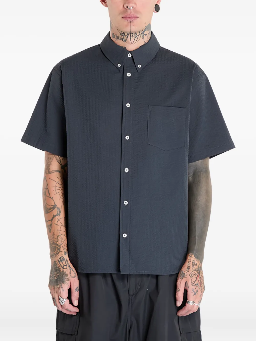 Nike Life seersucker button-down shirt | Grey | Image 1