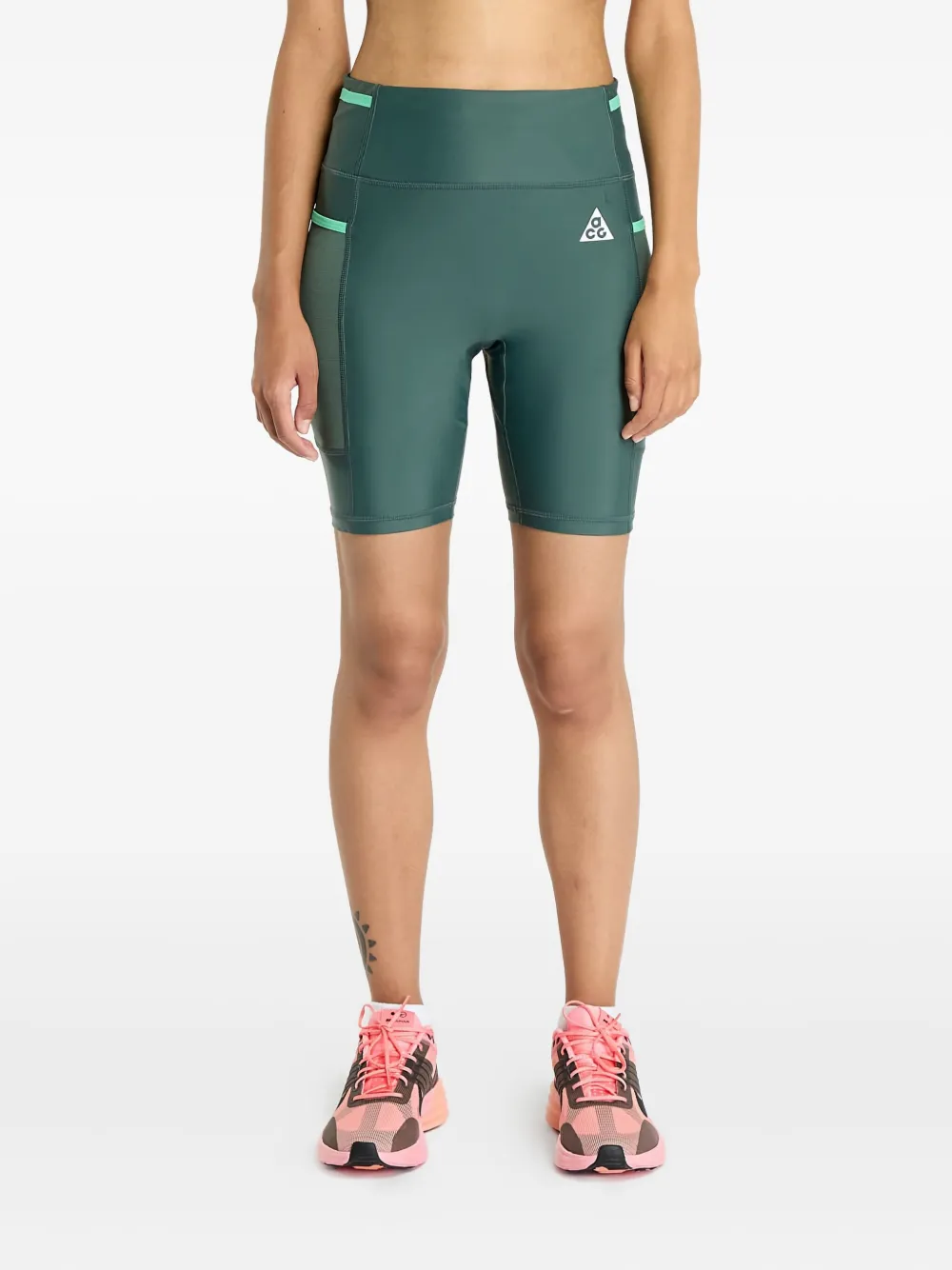 Nike Acg "white Rapids" High-waisted Pocket Shorts In Green