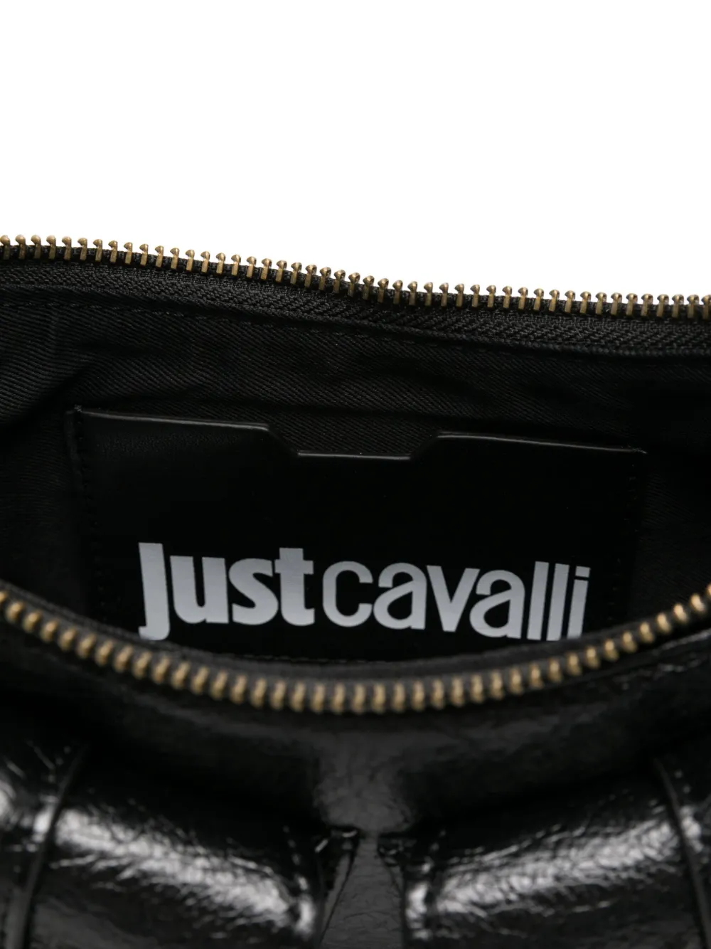 Just Cavalli snake-buckle shoulder bag Zwart