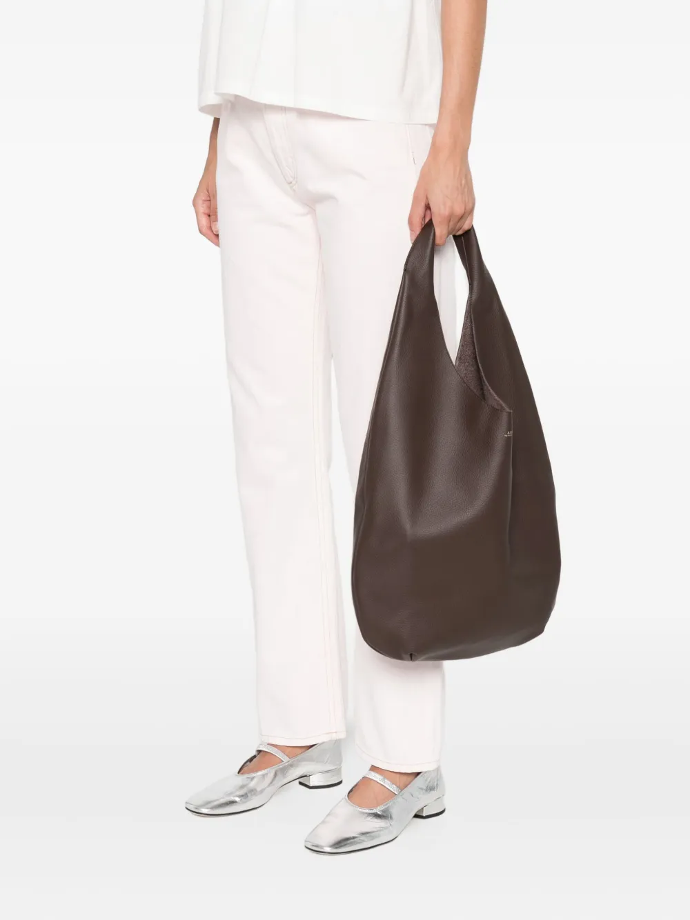 A.P.C. Le Neige leren schoudertas Bruin
