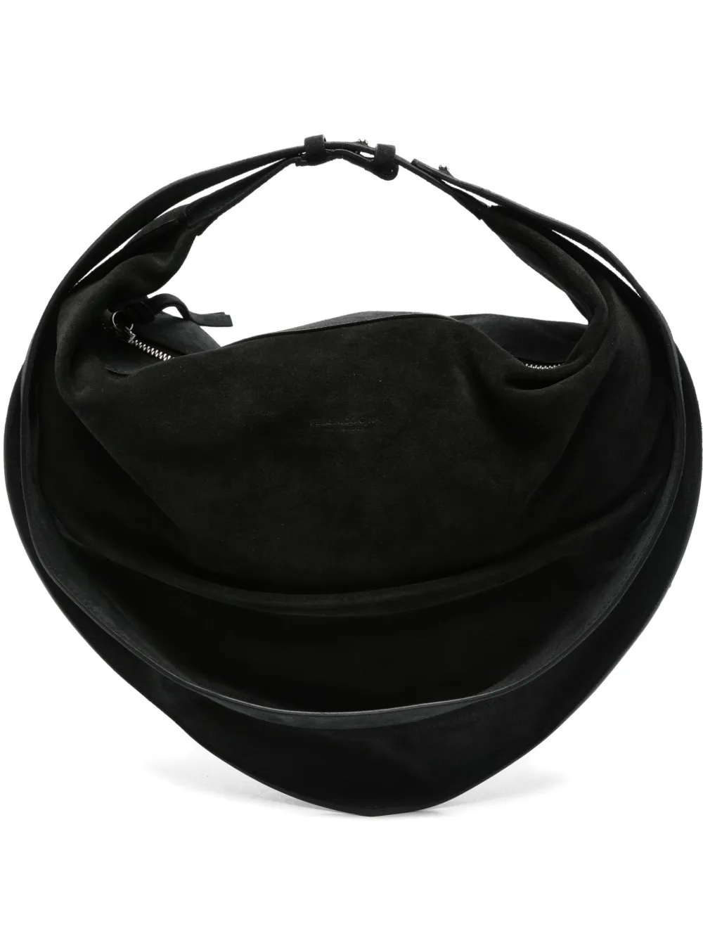 Federico Cina Calf-suede Curved Tote Bag In Black